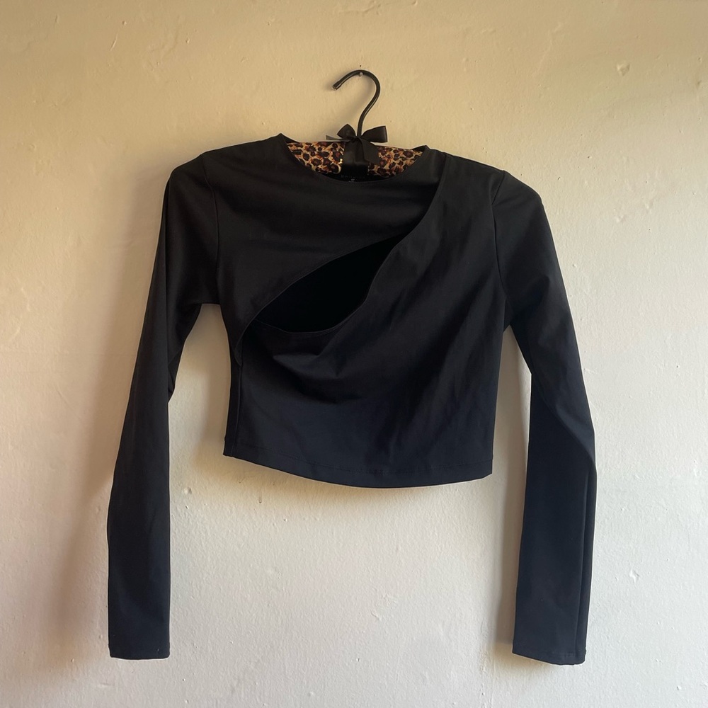 ALC x Bandier Black Long Sleeve Cutout Top